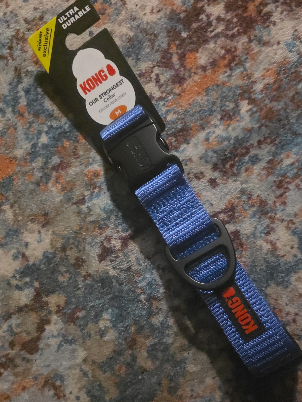 Kong Blue Nylon Dog Collar with Black Buckle and Red Logo Accent MEDIUM NWT